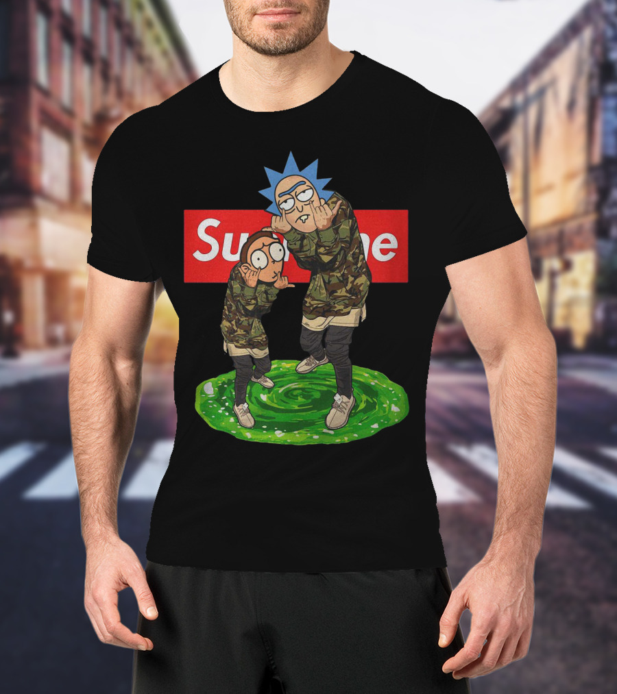 Rick And Morty Supreme Portal Streetwear Camo T-Shirt