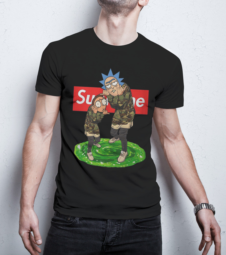 Rick And Morty Supreme Portal Streetwear Camo T-Shirt