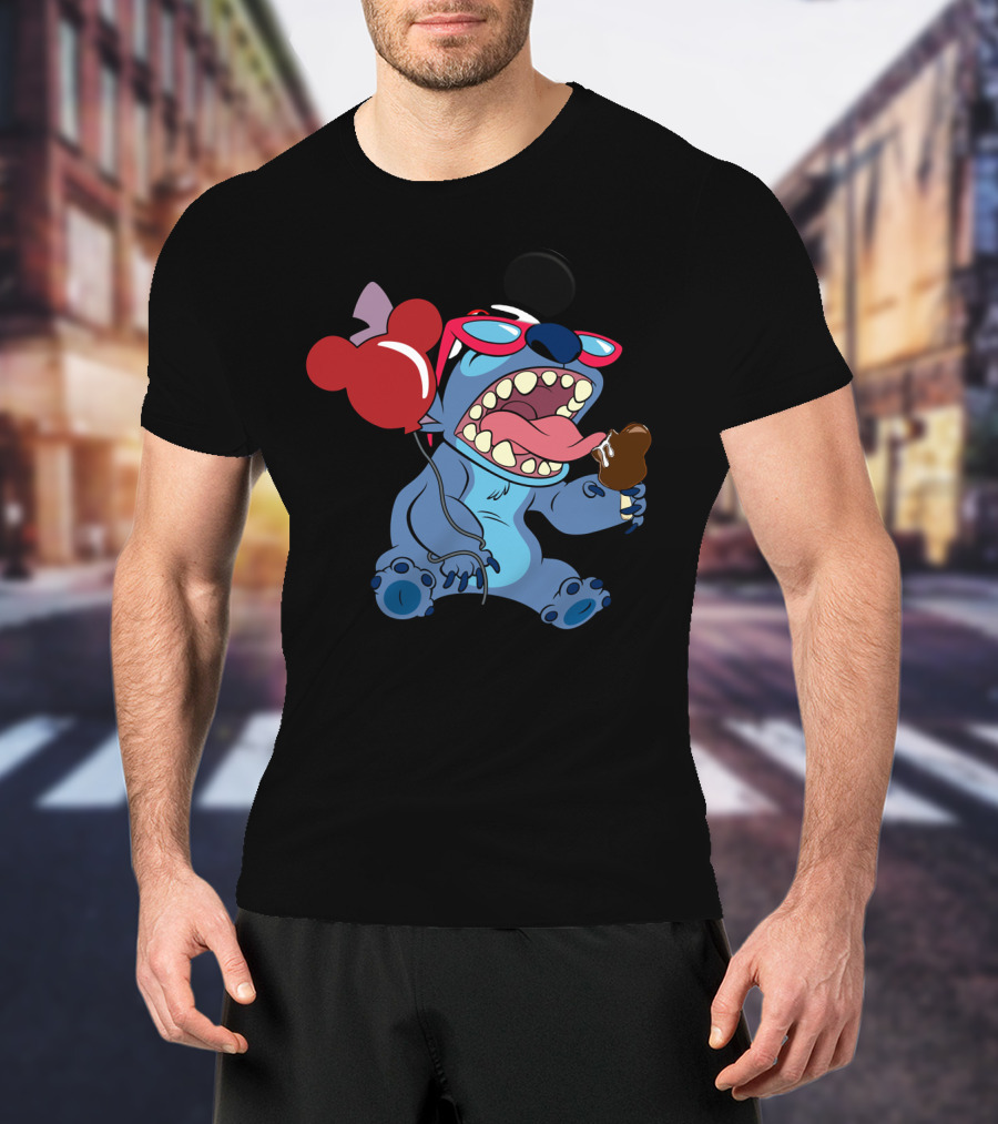 Stitch Vacay Mode With Ice Cream And Mickey Balloon T-Shirt