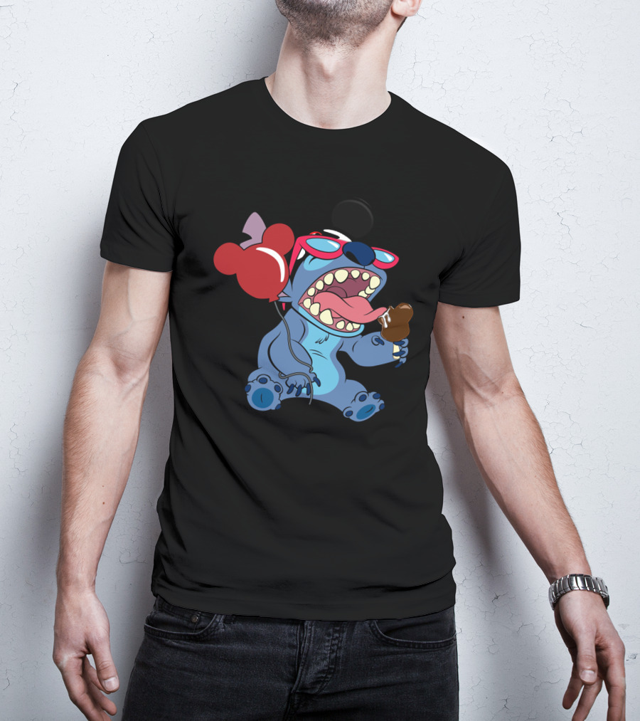 Stitch Vacay Mode With Ice Cream And Mickey Balloon T-Shirt