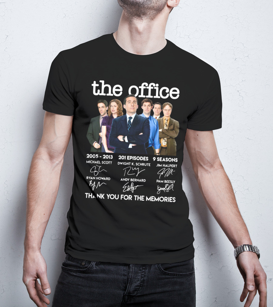 The Office 2005-2013 Thank You For The Memories 201 Episodes 9 Seasons Michael Scott Dwight K. Schrute Jim Halpert Pam Beesly Ryan Howard Andy Bernard T-Shirt