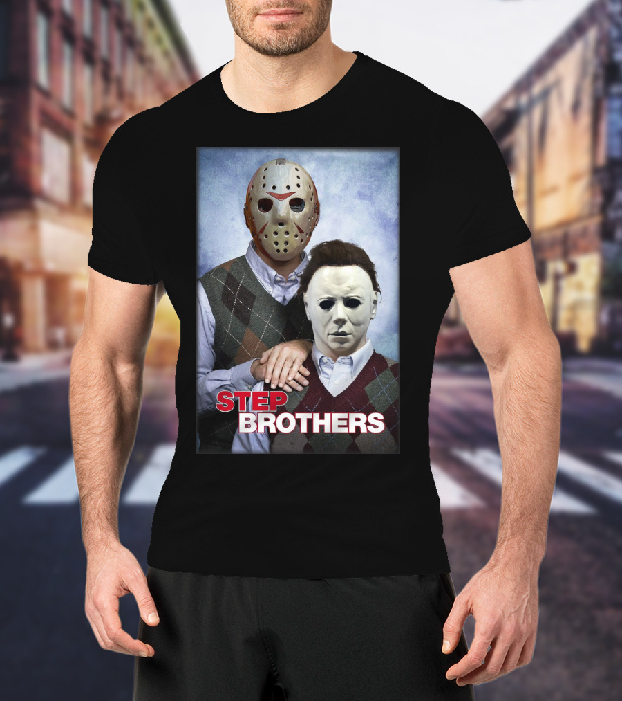 Step Brothers Jason Voorhees Michael Myers Comedy Horror Crossover T-Shirt