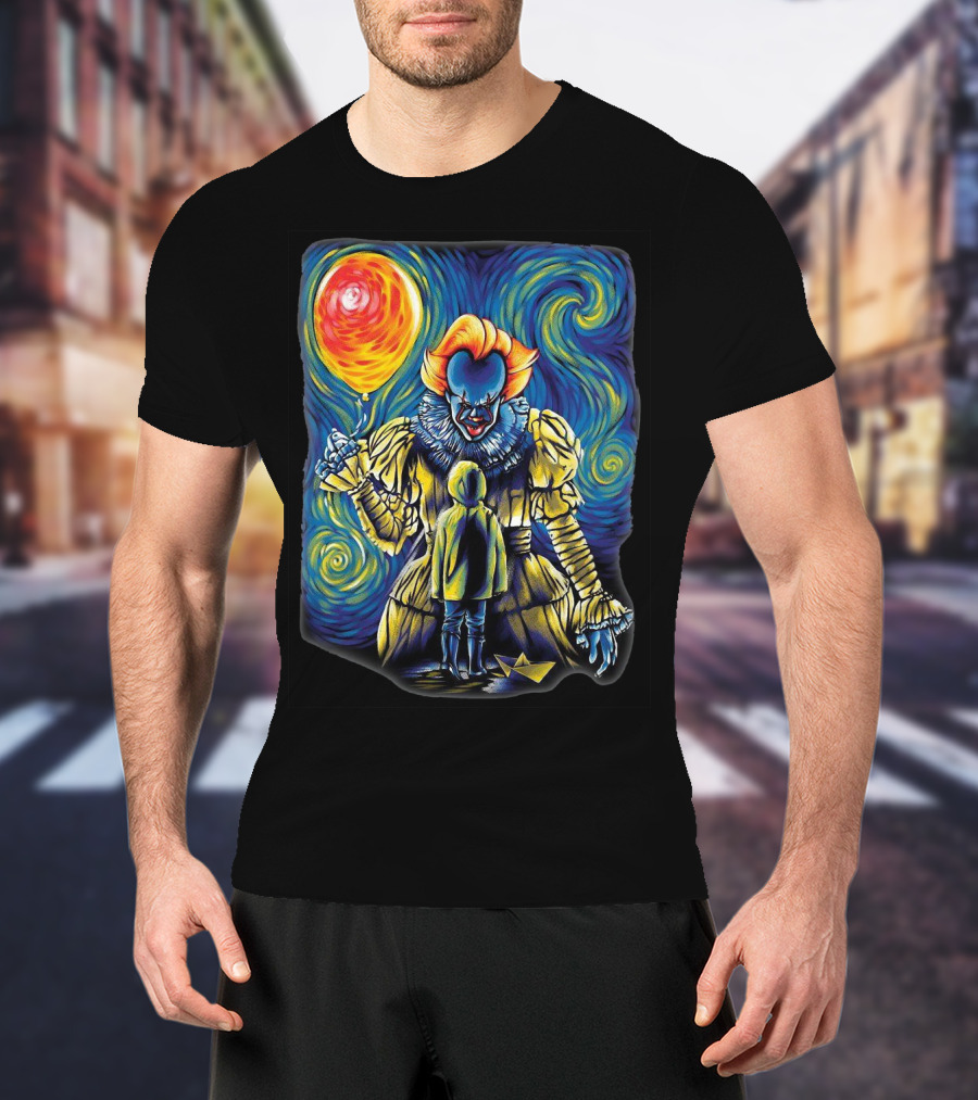 Starry Night Pennywise And Georgie Balloon Encounter T-Shirt