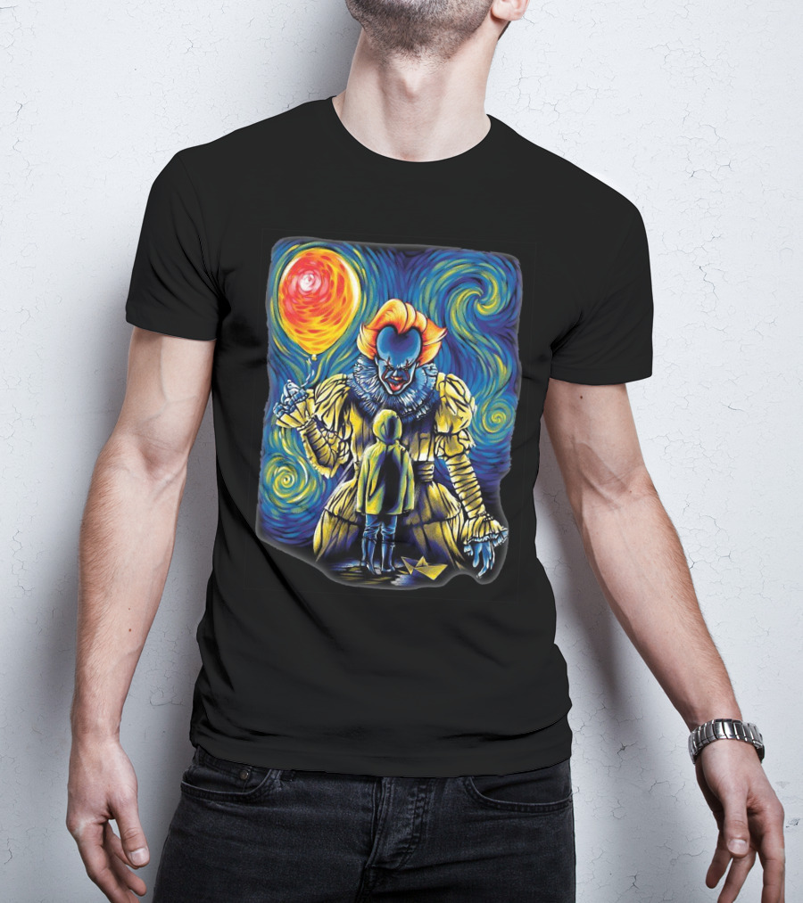 Starry Night Pennywise And Georgie Balloon Encounter T-Shirt