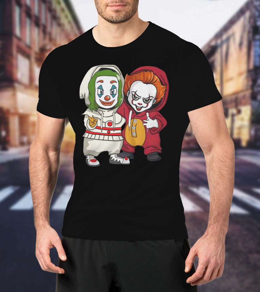 Joker And Pennywise Friendship Duo In Cartoon T-Shirt