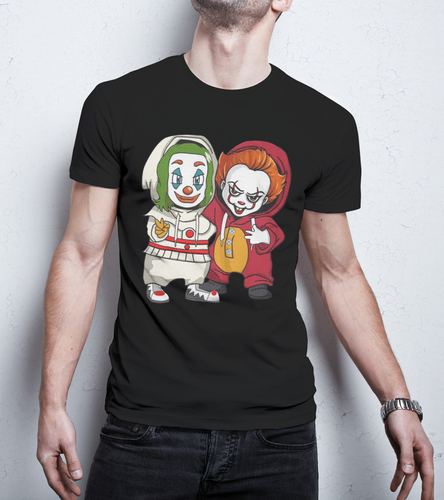 Joker And Pennywise Friendship Duo In Cartoon T-Shirt