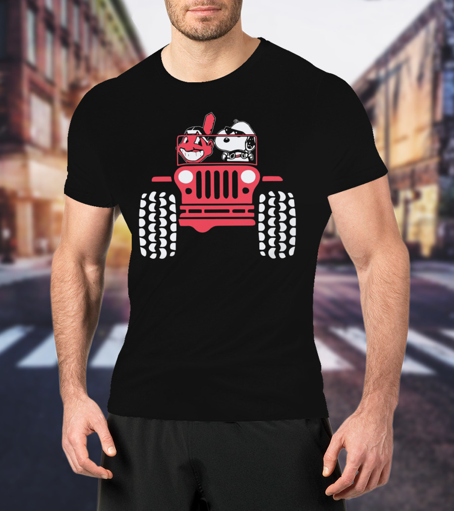 Snoopy Cleveland Indians Jeep Adventure T-Shirt