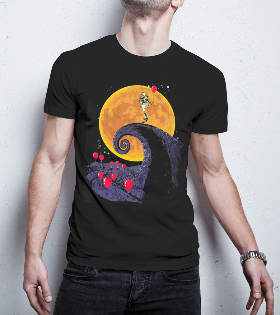 Pennywise The Nightmare Before Halloween Balloon Moon Scene T-Shirt