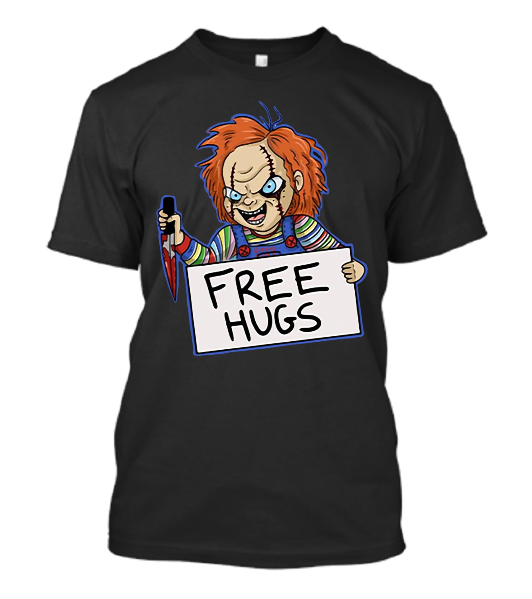 Chucky Free Hugs With Knife And Red Hair T-Shirt