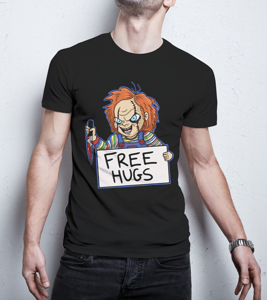 Chucky Free Hugs With Knife And Red Hair T-Shirt