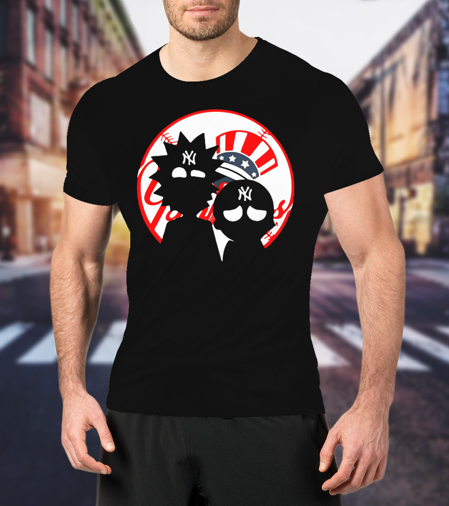 Rick And Morty Yankees New York City Yankees Logo Fusion Yankees Cap T-Shirt