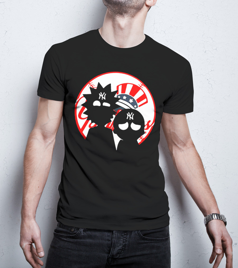 Rick And Morty Yankees New York City Yankees Logo Fusion Yankees Cap T-Shirt