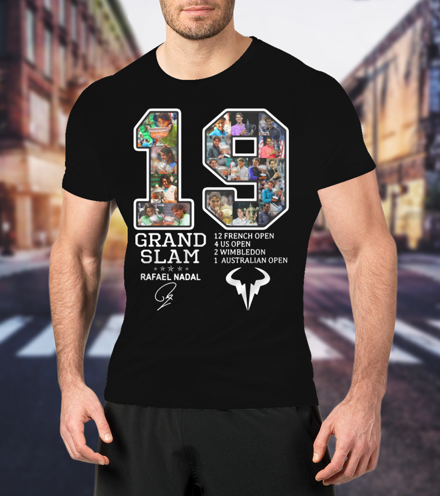 Rafael Nadal 19 Grand Slam Titles French Open US Open Wimbledon Australian Open T-Shirt
