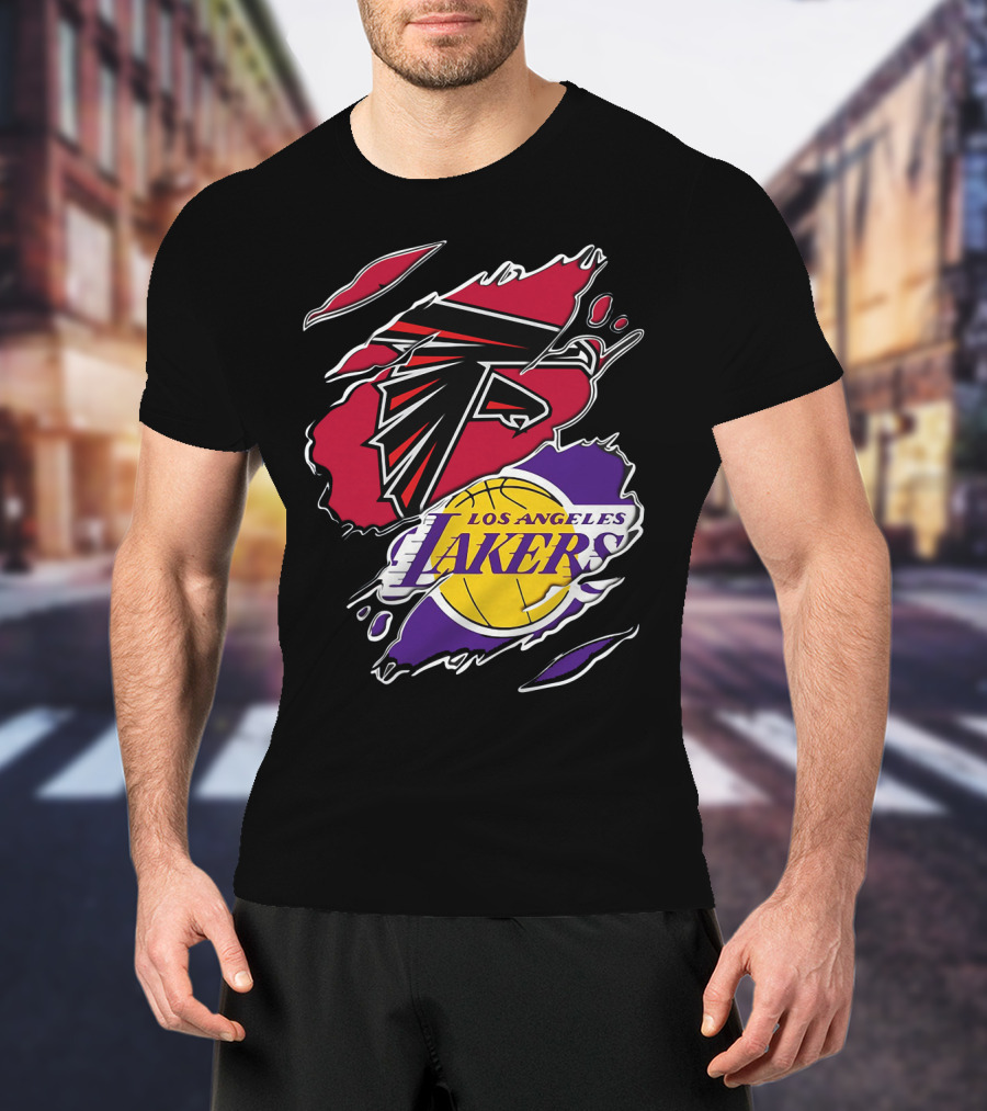 Atlanta Falcons Los Angeles Lakers Logo Mashup T-Shirt