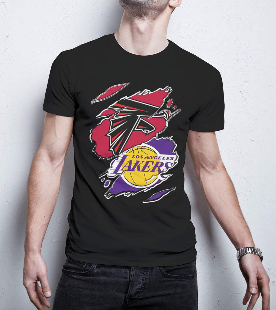 Atlanta Falcons Los Angeles Lakers Logo Mashup T-Shirt