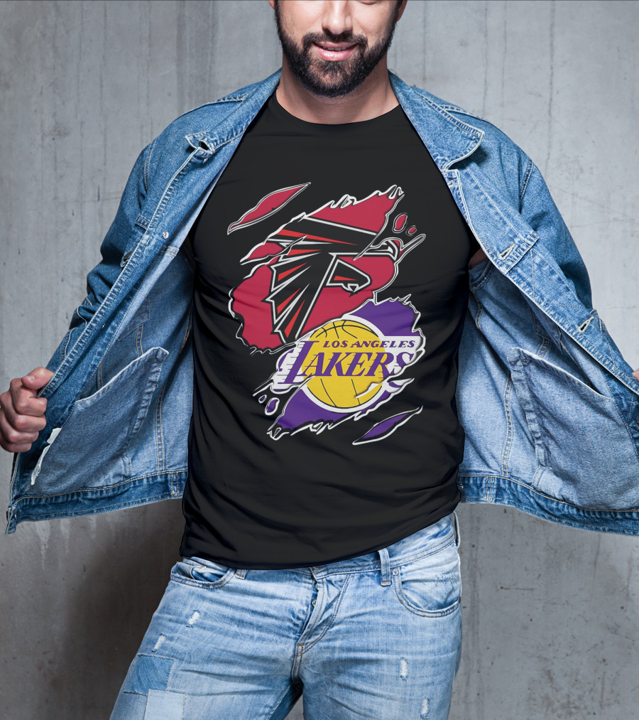 Atlanta Falcons Los Angeles Lakers Logo Mashup T-Shirt
