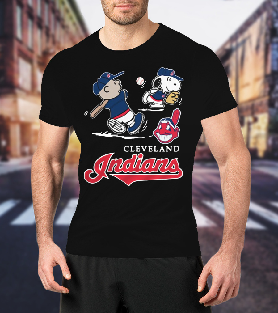 Charlie Brown Snoopy Cleveland Indians Baseball Peanuts T-Shirt