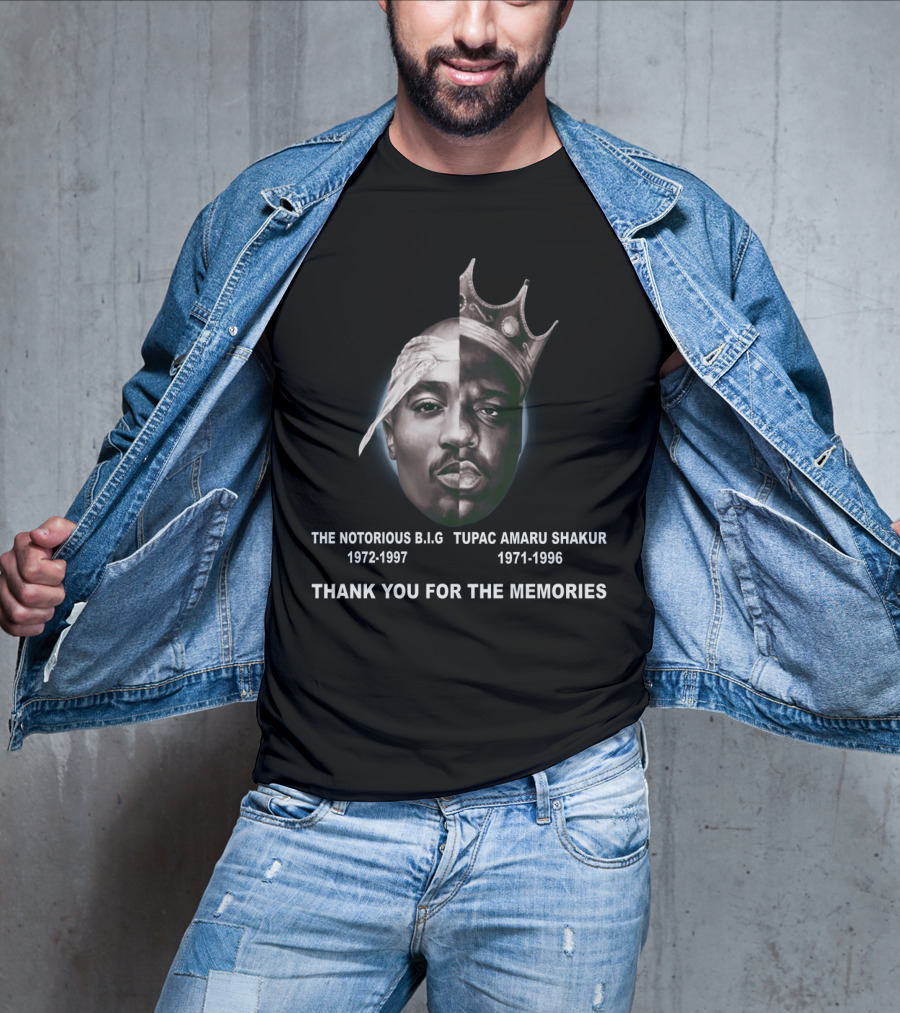 The Notorious Big Tupac Amaru Shakur 1972-1997 1971-1996 Thank You For The Memories T-Shirt