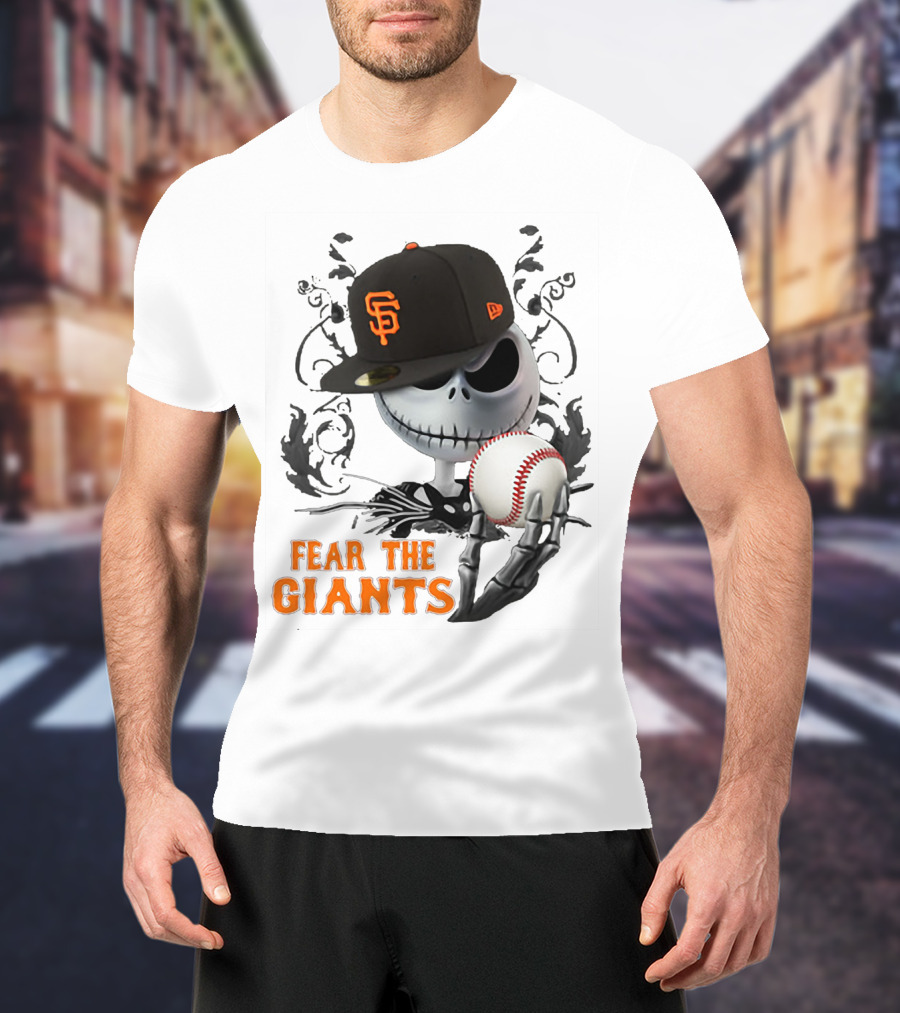 Jack Skellington Fear The Giants San Francisco Baseball Cap Spooky T-Shirt