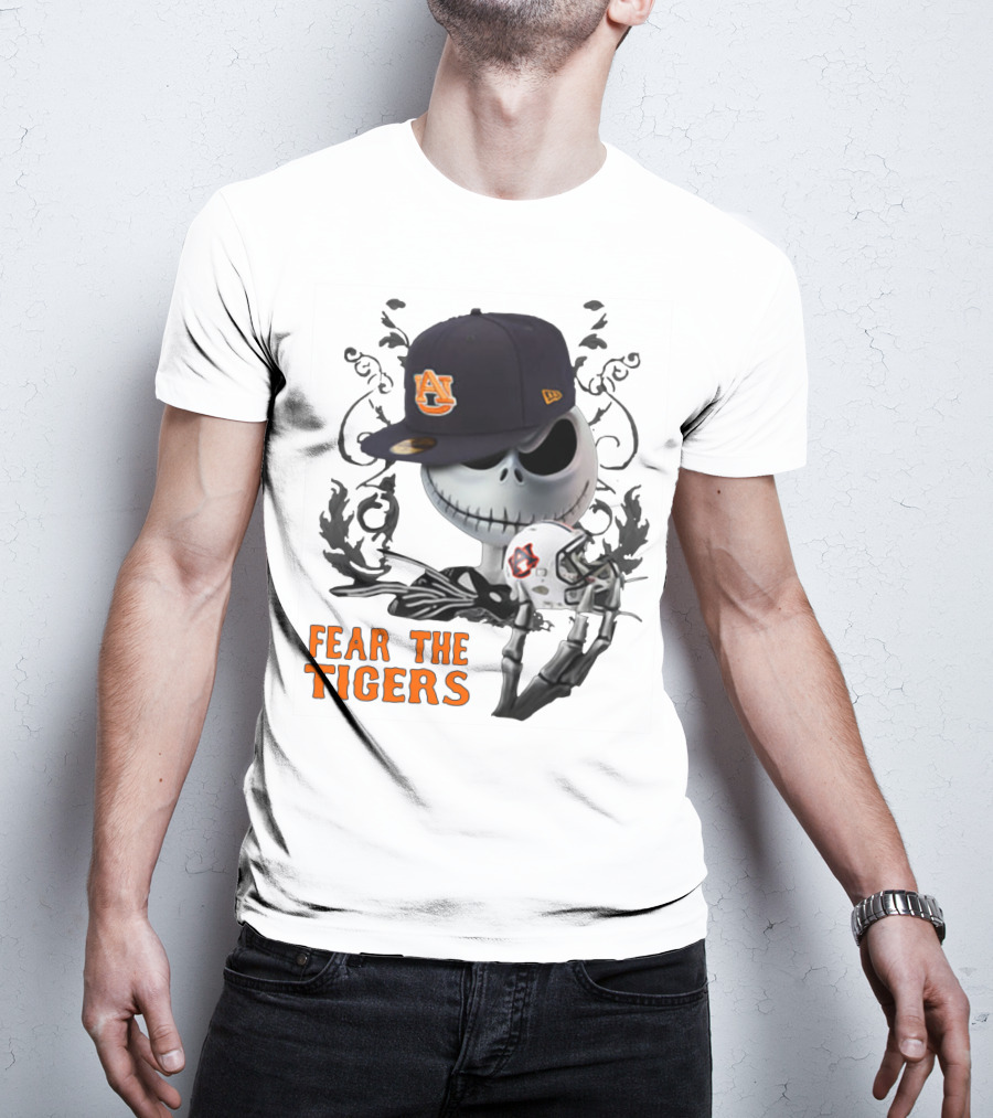 Fear The Auburn Tigers Jack Skellington Helmet And Hat T-Shirt