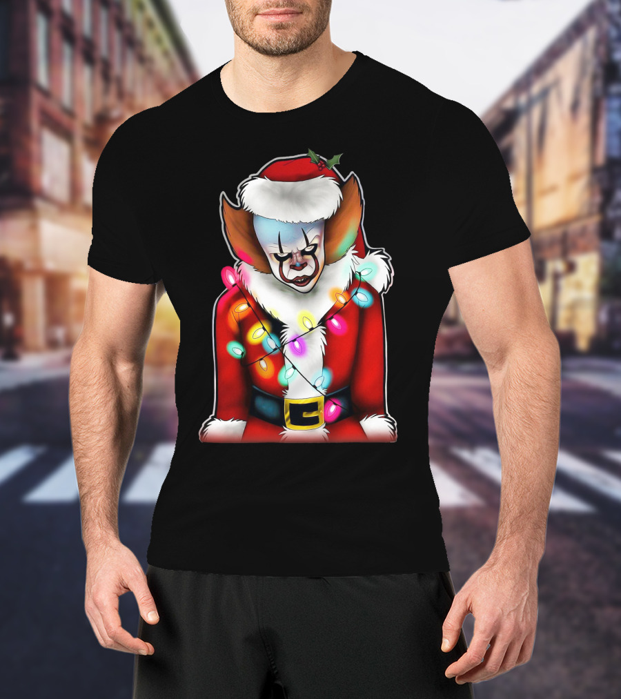 Pennywise Santa Claus Christmas Lights T-Shirt
