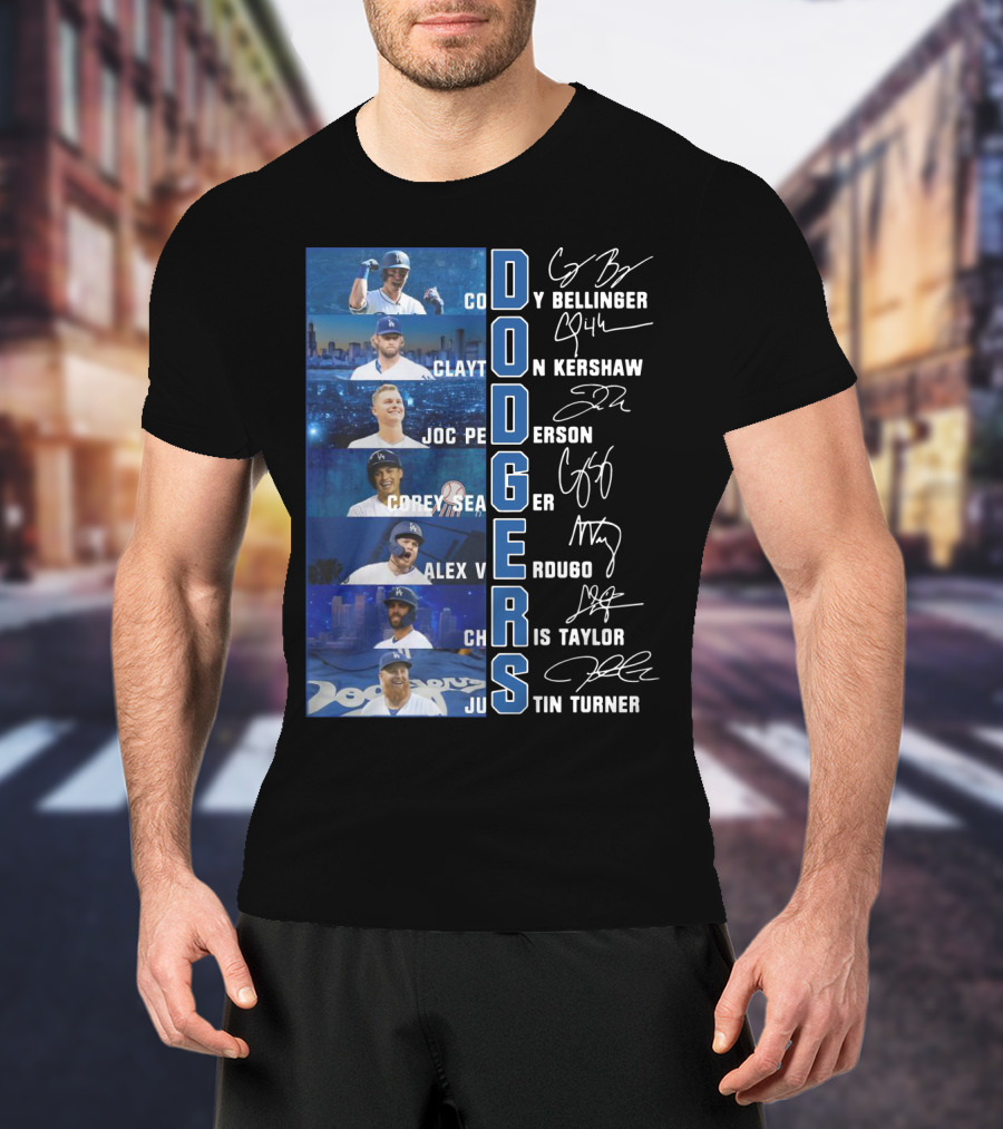 Dodgers Cody Bellinger Clayton Kershaw Joc Pederson Corey Seager Alex Verdugo Chris Taylor Justin Turner T-Shirt