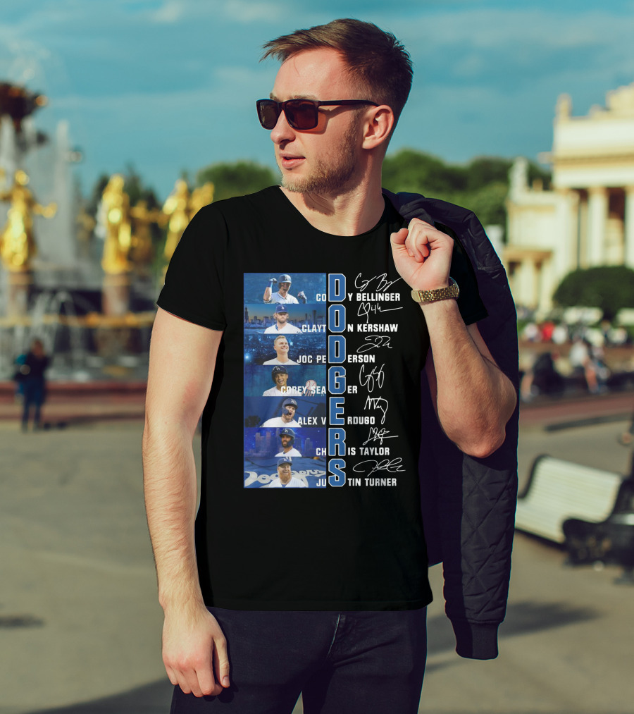 Dodgers Cody Bellinger Clayton Kershaw Joc Pederson Corey Seager Alex Verdugo Chris Taylor Justin Turner T-Shirt