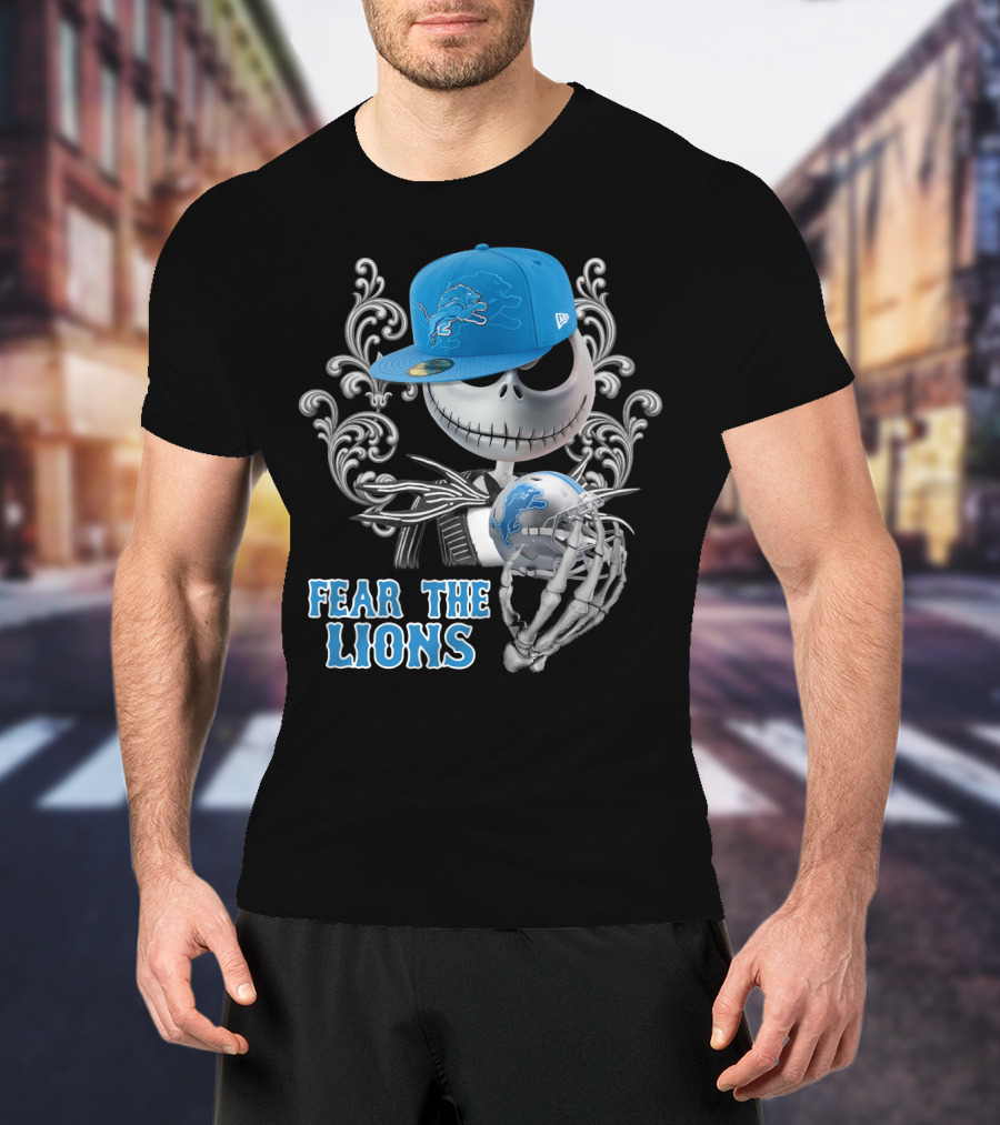 Jack Skellington Fear The Lions Detroit Football T-Shirt