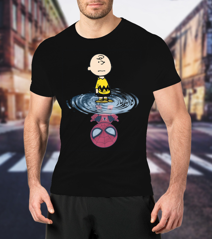 Charlie Brown Standing Over Spider-Man Reflection T-Shirt