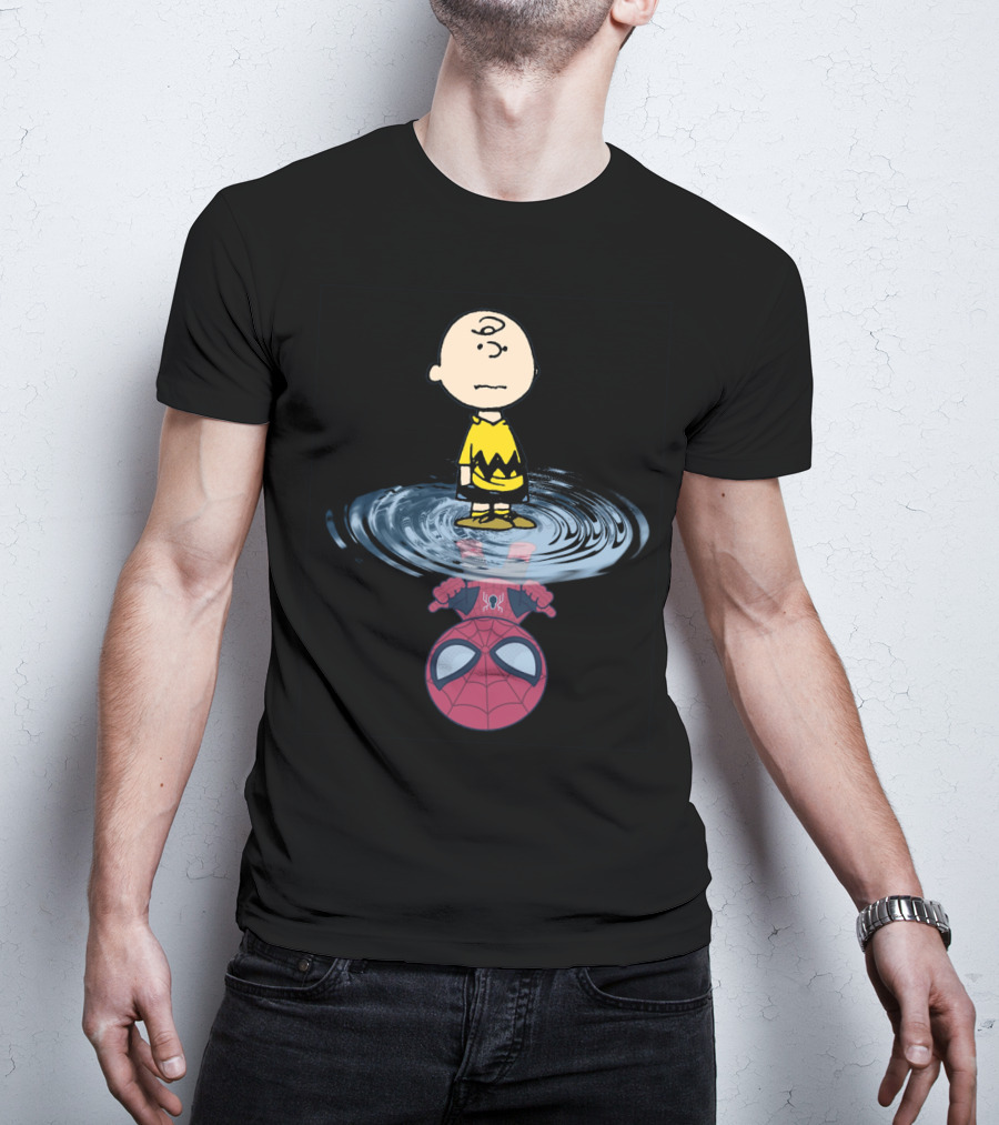 Charlie Brown Standing Over Spider-Man Reflection T-Shirt