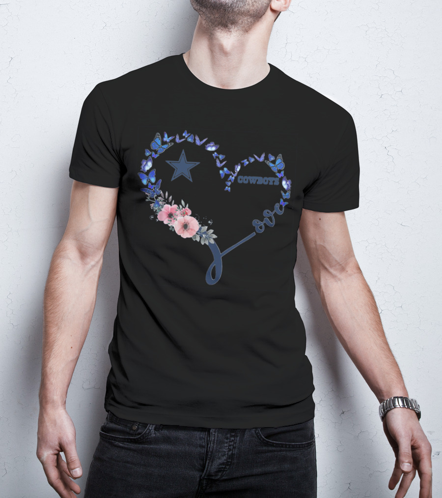 Dallas Cowboys Heart Butterfly Love T-Shirt