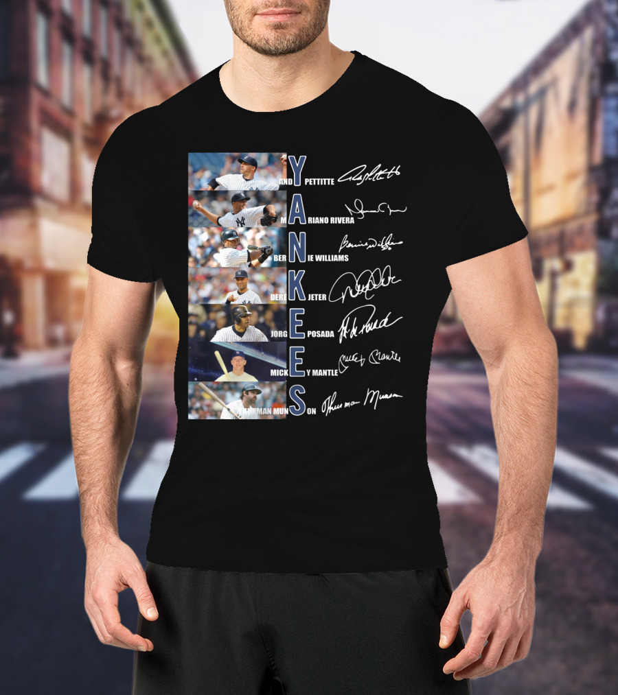 Yankees Andy Pettitte Mariano Rivera Bernie Williams Derek Jeter Jorge Posada Mickey Mantle Thurman Munson T-Shirt
