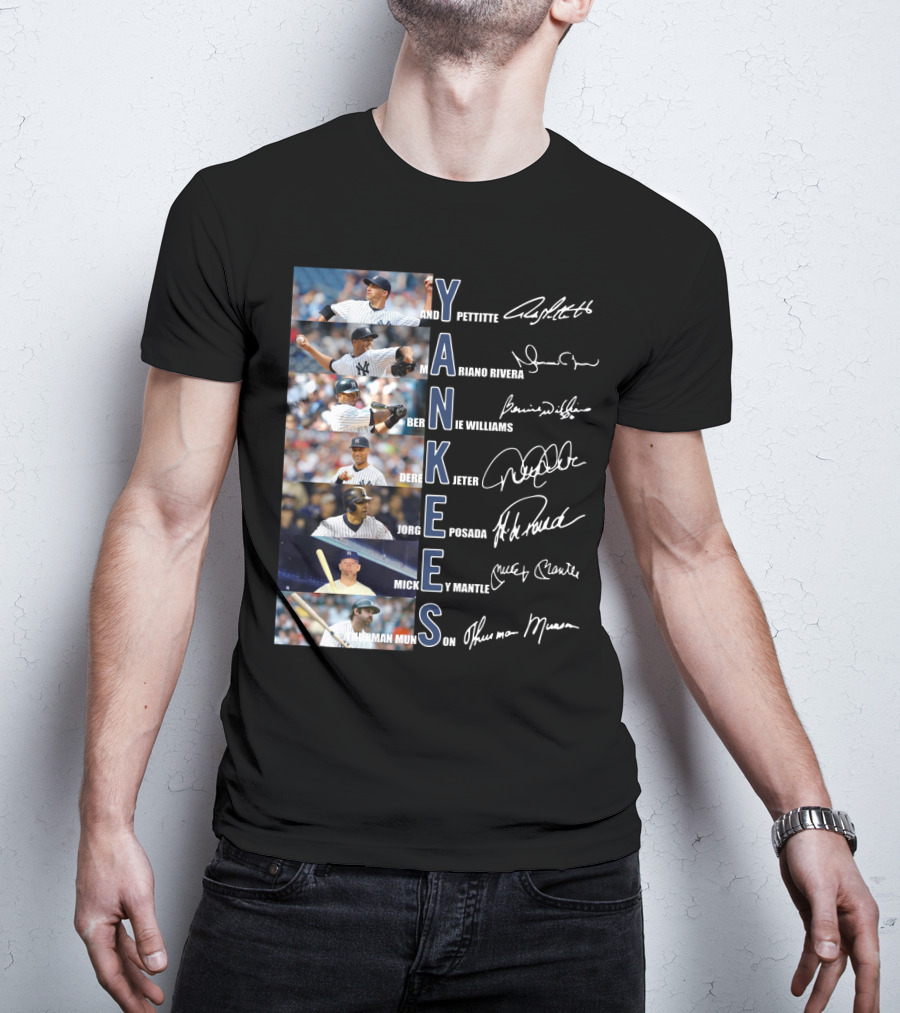 Yankees Andy Pettitte Mariano Rivera Bernie Williams Derek Jeter Jorge Posada Mickey Mantle Thurman Munson T-Shirt