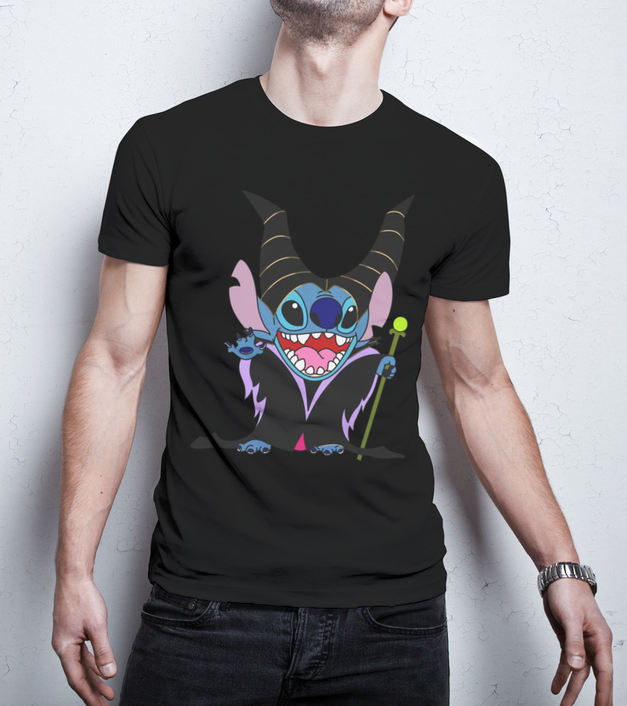 Maleficent Stitch Witch Crossover Character Costume T-Shirt