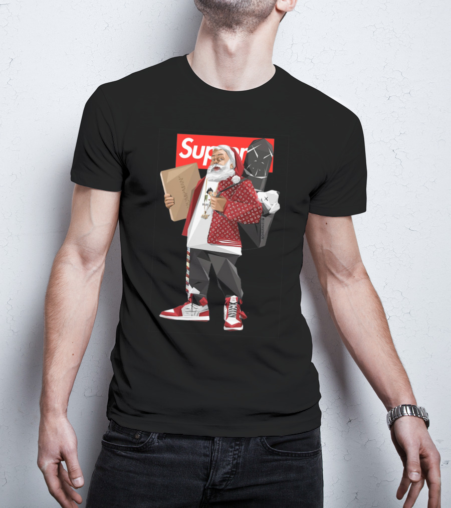 Santa Claus Supreme Hiphop Fashion Mashup With Luxury Brands T-Shirt