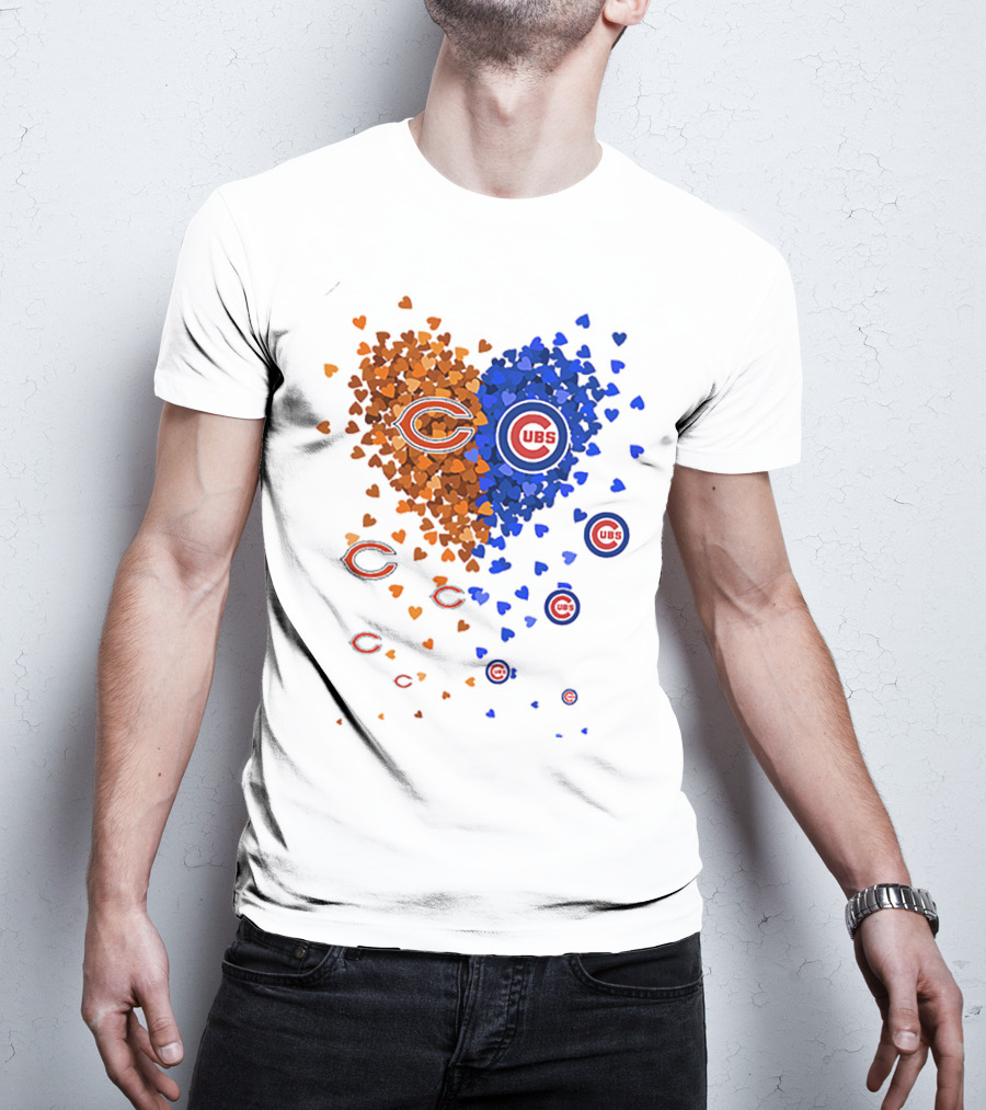 Chicago Bears Cubs Heart Logo Fusion T-Shirt
