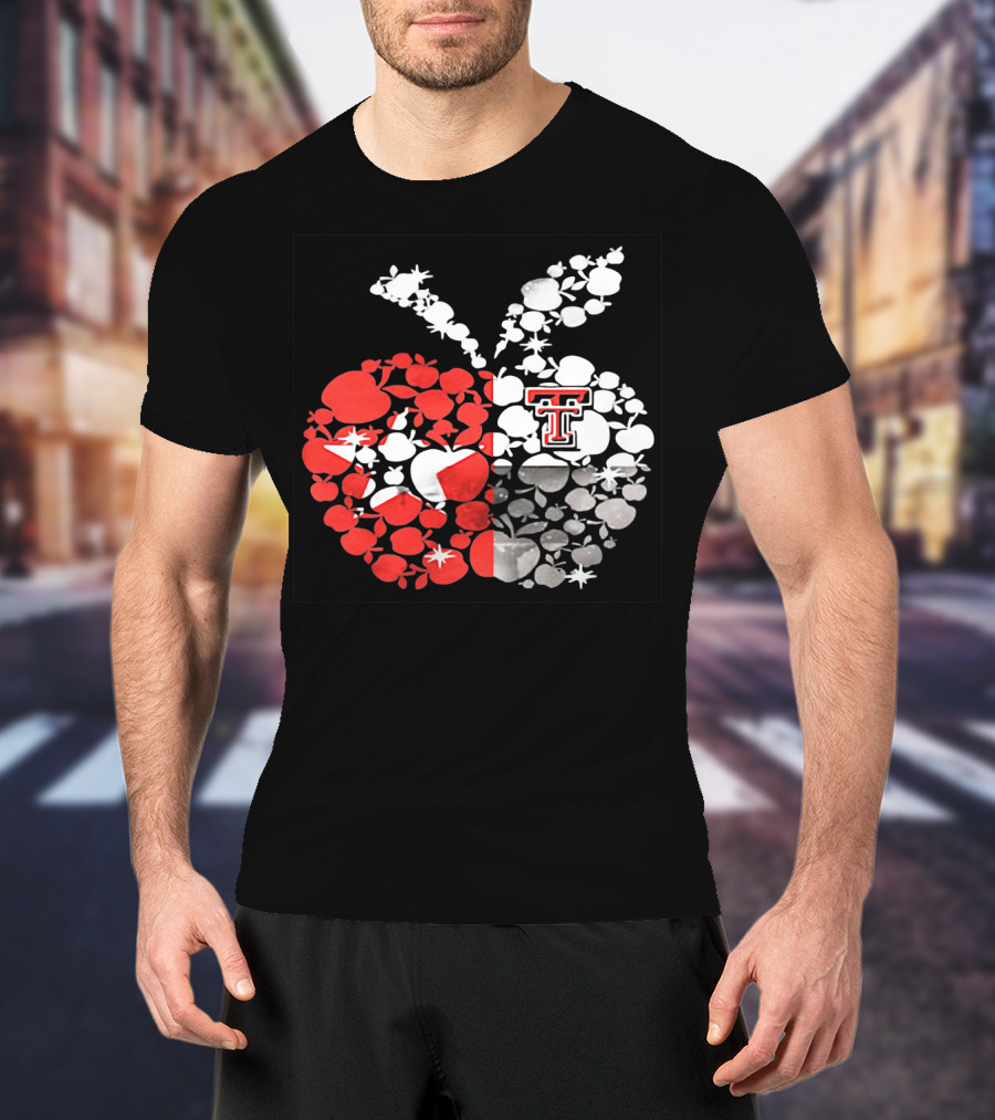 Texas Tech Red Raiders Apple Pattern State Flag T-Shirt