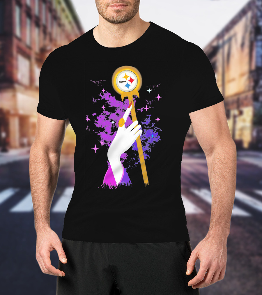 Pittsburgh Steelers Magic Wand With Logo Witches Theme T-Shirt