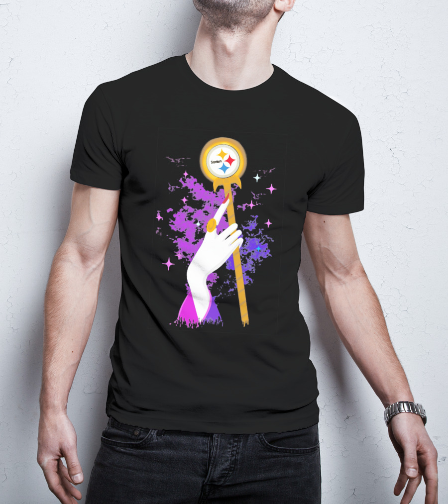 Pittsburgh Steelers Magic Wand With Logo Witches Theme T-Shirt