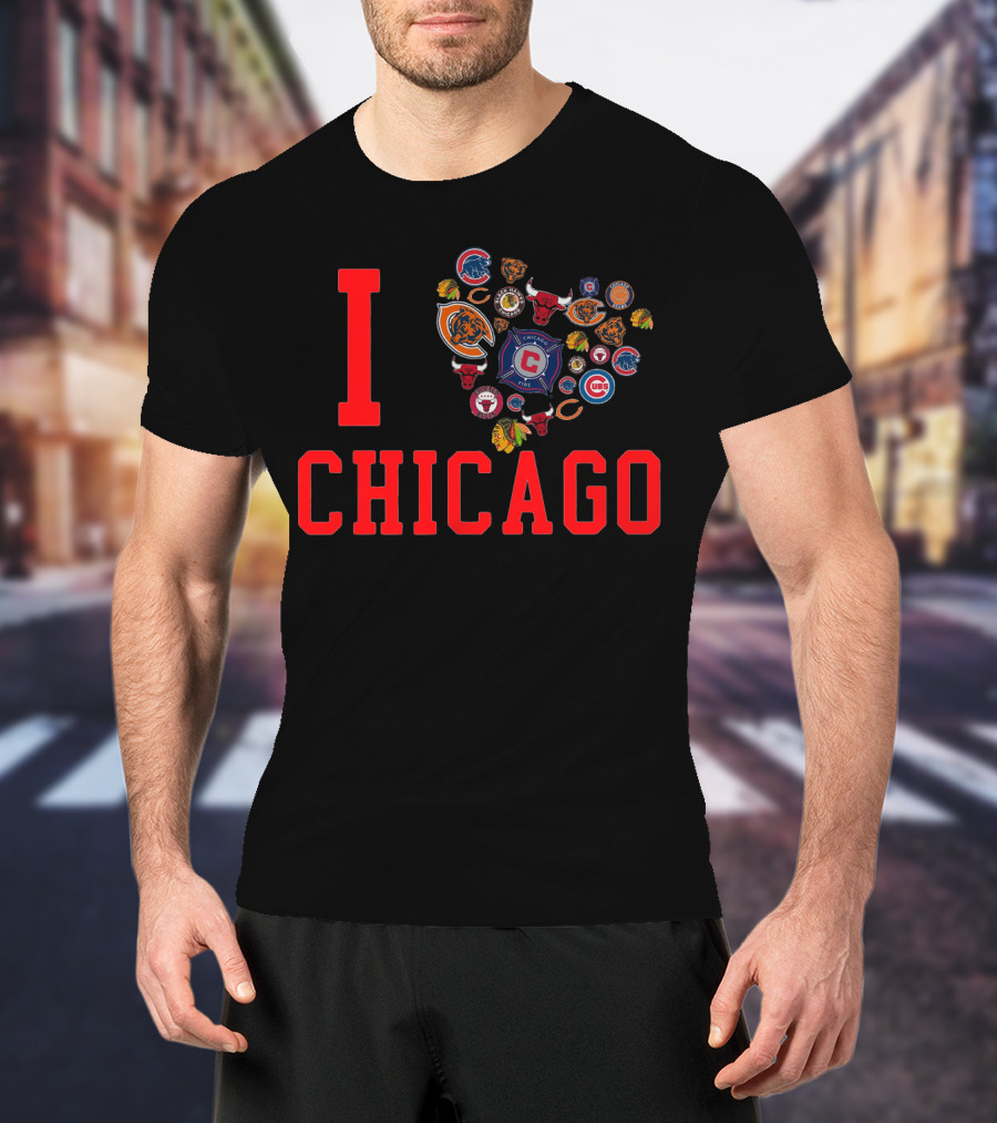 I Chicago Bulls Cubs Bears Blackhawks Fire Sports T-Shirt
