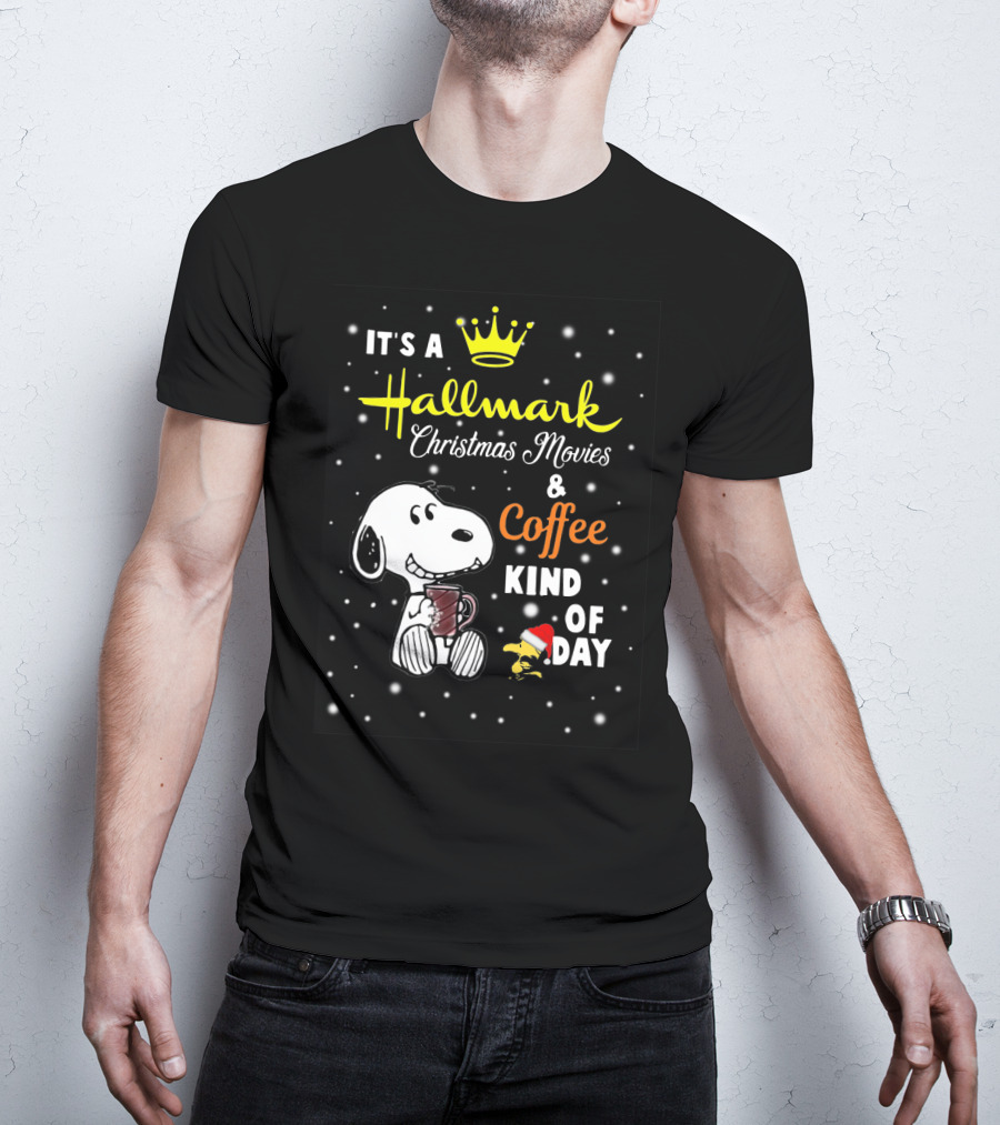 Snoopy Hallmark Christmas Movies And Coffee Kind Of Day Snowflakes T-Shirt