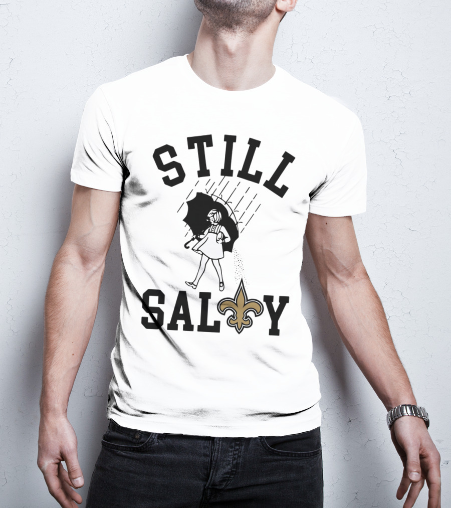 Still Salty Saints Fleur-de-Lis Rain Girl T-Shirt