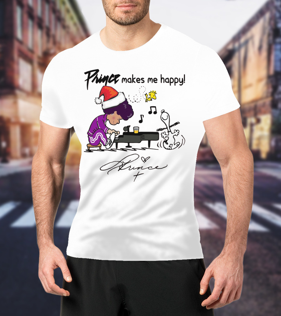 Prince Makes Me Happy Schroeder Snoopy Peanuts Christmas T-Shirt