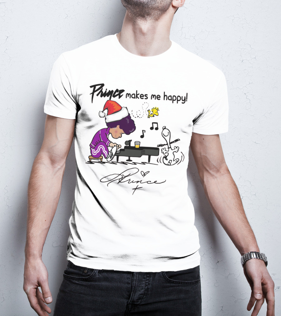 Prince Makes Me Happy Schroeder Snoopy Peanuts Christmas T-Shirt