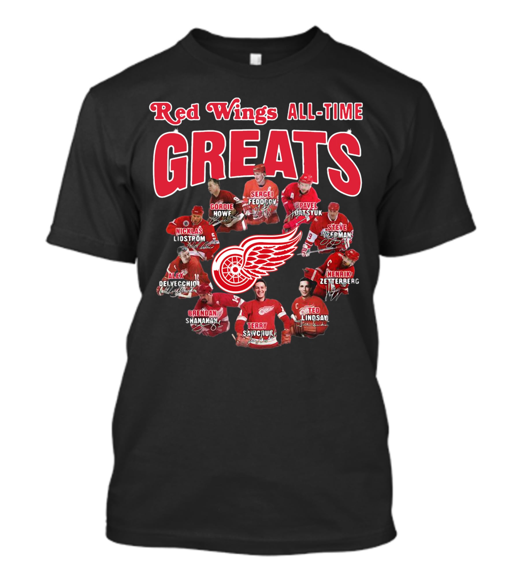 Red Wings All-Time Greats Legends Hockey Players T-Shirt