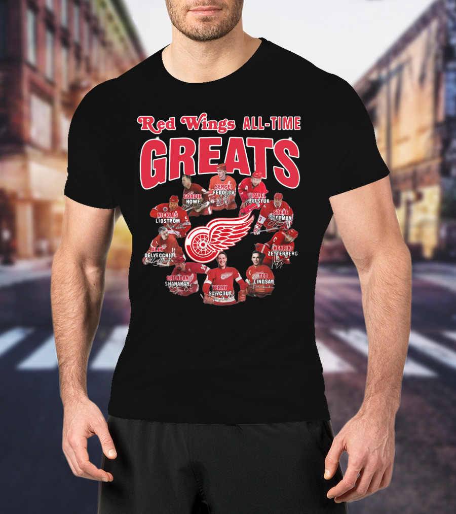 Red Wings All-Time Greats Legends Hockey Players T-Shirt