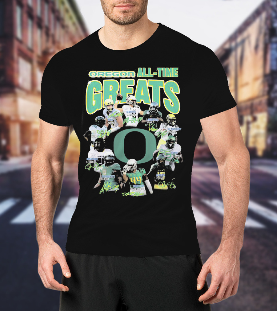 Oregon All-Time Greats Mariota James Blount Dunnigan Loves Davis Royce Freeman T-Shirt