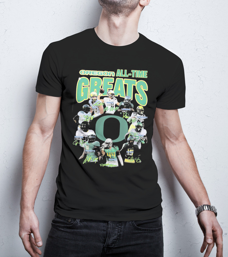 Oregon All-Time Greats Mariota James Blount Dunnigan Loves Davis Royce Freeman T-Shirt