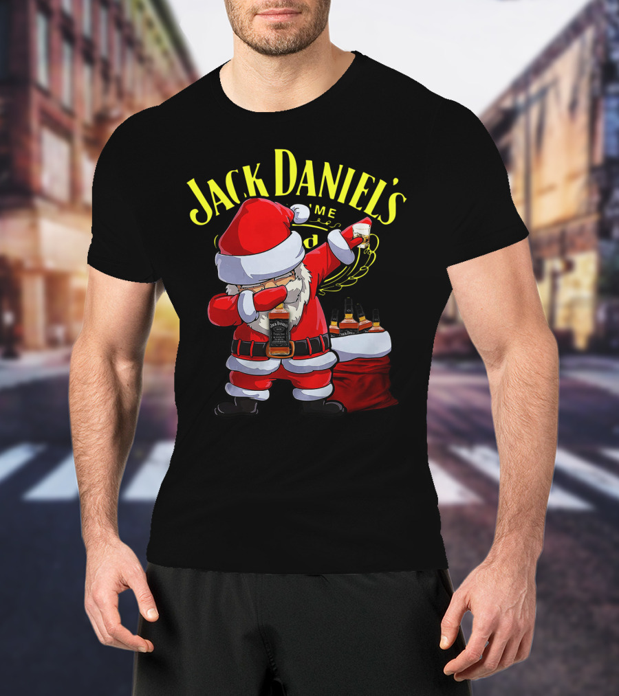 Santa Claus Dabbing With Jack Daniel's Bottles In Sack T-Shirt