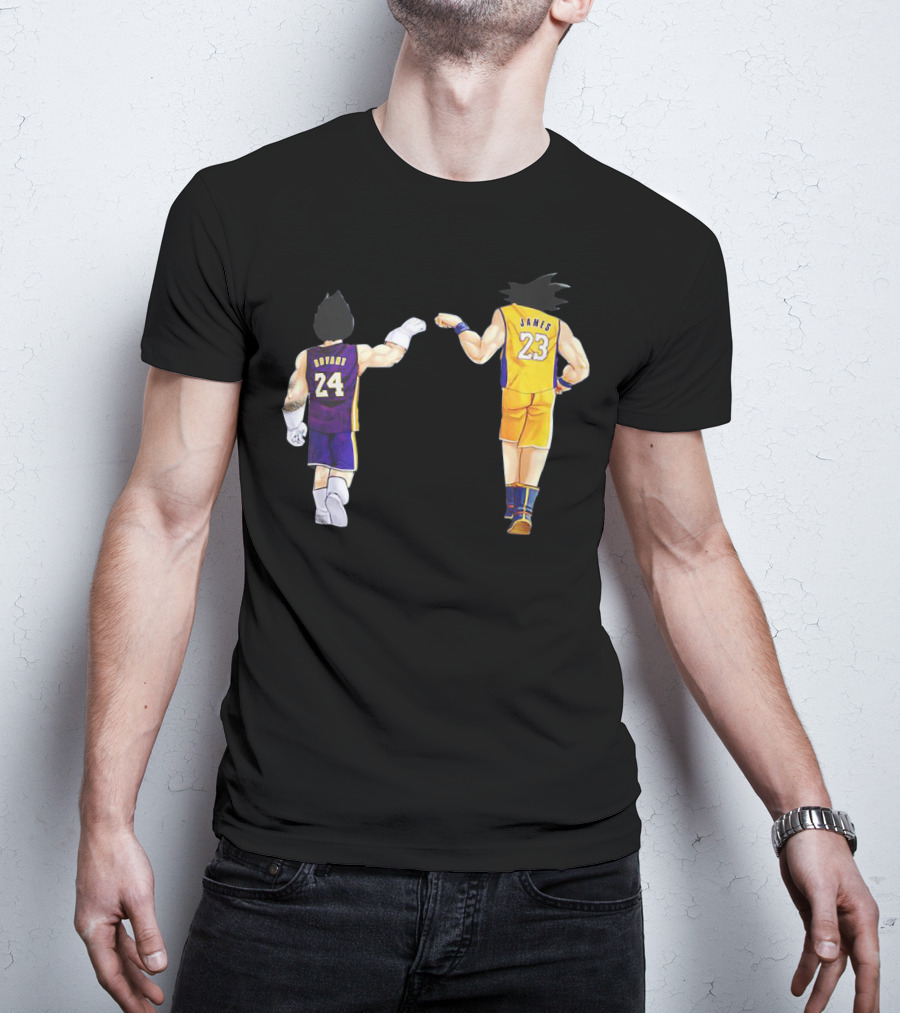 Vegeta And Goku In Kobe Bryant 24 And LeBron James 23 Basketball Jerseys T-Shirt